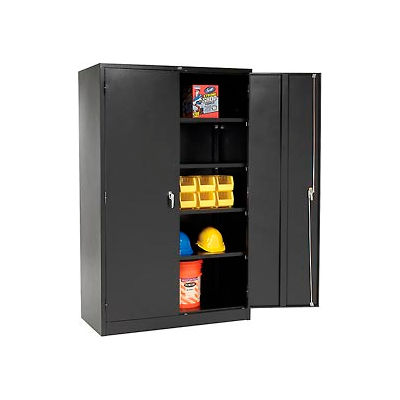 Global Industrial Storage Cabinet, Turn Handle, 48"Wx24"Dx78"H, Black, Assembled