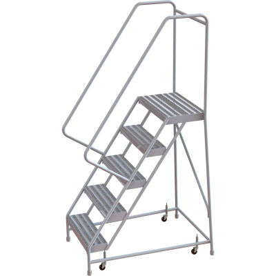 Ladders | Rolling Aluminum Ladders | 5 Step Aluminum Rolling Ladder, 24 ...