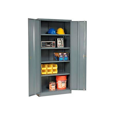 Global Industrial Storage Cabinet, Turn Handle, 36"Wx18"Dx78"H, Gray, Assembled