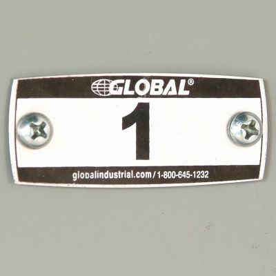 Global™ Locker Number Plate Kit - Pkg Of 100 Numbered 1-100 W/Rivet Gun