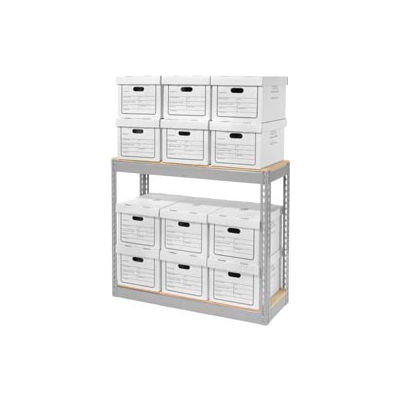 Global Industrial™ Record Storage With Boxes 42"W x 15"D x 36"H - Gray