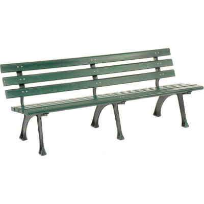 Global Industrial™ 6' Plastic Park Bench With Backrest - Green