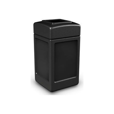 PolyTec Square Waste Container, Black, 42-Gallon