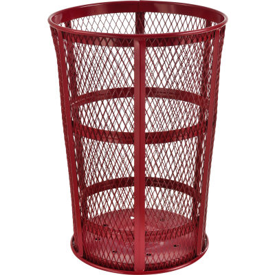 Outdoor Metal Trash Container Red, 48 Gallon - EXP-52P-RD