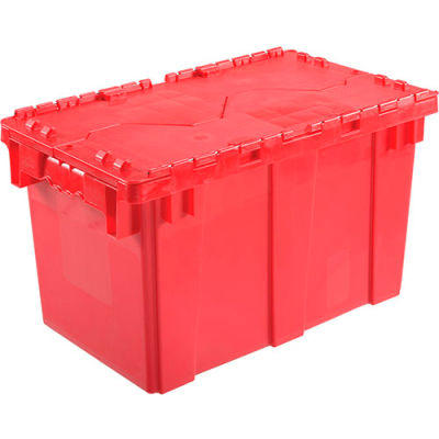 Global Industrial™ Plastic Attached Lid Shipping & Storage Container DC2213-12 22-3/8x13x13 Red