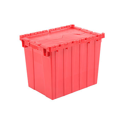 Global Industrial Plastic Attached Lid Shipping & Storage Container 21-7/8x15-1/4x17-1/4 Red