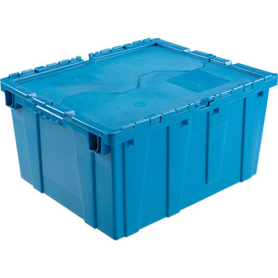 Global Industrial™ Plastic Attached Lid Shipping & Storage Container 23-3/4x19-1/4x12-1/2 Blue