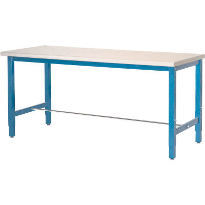 Global Industrial™ 72x36 Adjustable Height Workbench Square Tube Leg, Laminate Safety Edge Blue