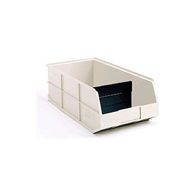 AkroBins® 1800 Series 30348 - Stackable Shelf Bin 8-1/4"W x 20-1/2"D x 7"H Beige w/One Divider - Pkg Qty 6