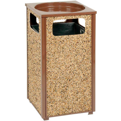 Global Industrial Stone Panel Trash Sand Urn, Brown 24 Gallon, 17-1/2" Square X 32"H