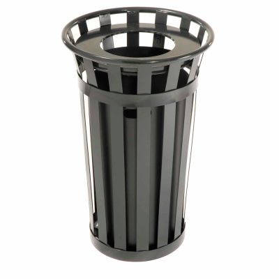 Global Industrial Outdoor Metal Waste Receptacle - 24 Gallon Black