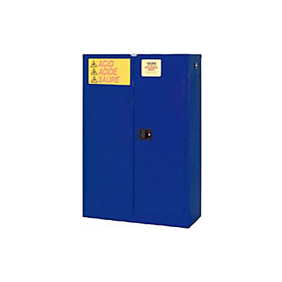 Global Industrial Acid Corrosive Cabinet, Self Close Double Door 45 Gallon, 43"W x 18"D x 65"H