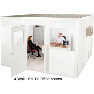 Portafab Class A Fire & Sound Rated Vinyl Panels 3 Wall (Steel Beam) 12' x 24' - White