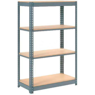 Global Industrial™ Heavy Duty Shelving 48"W x 18"D x 72"H With 4 Shelves - Wood Deck - Gray