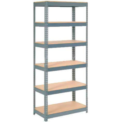 Global Industrial Extra Heavy Duty Shelving 36"W x 24"D x 72"H With 6 Shelves, Wood Deck, Gry