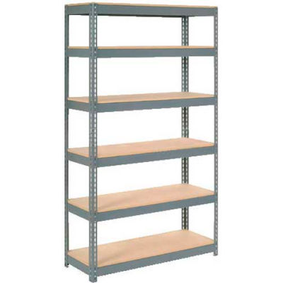 Global Industrial Extra Heavy Duty Shelving 48"W x 18"D x 72"H With 6 Shelves, Wood Deck, Gry