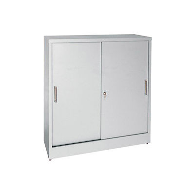 Sandusky Sliding Door Counter Height Storage Cabinets BA1S361829 - 36x18x29, Gray