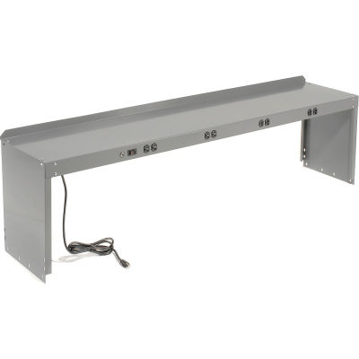 Global Industrial 254755B Workbench Power Riser W/ 6 Outlets, 96"W x 15"D, Gray