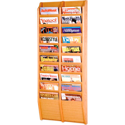20 Pocket Oak Wall Rack Light Oak