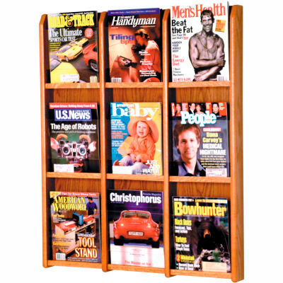 9 Pocket Oak & Acrylic Wall Rack Medium Oak