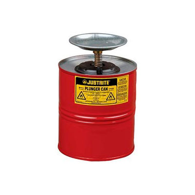Justrite Safety Plunger Can - 4 Quart Steel, 10308