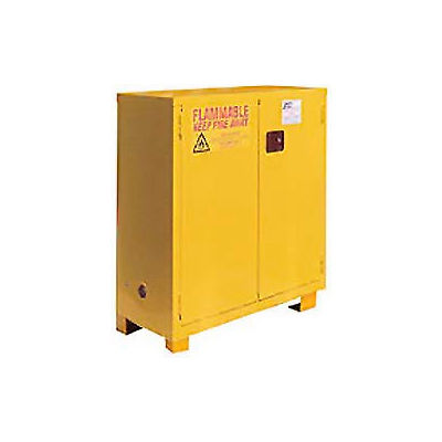 Global Industrial Flammable Cabinet W/ Legs, 28 Gallon Manual Close DBL Door, 34"Wx18"Dx48"H