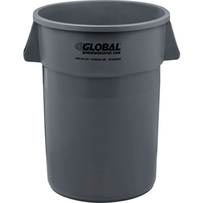 Global Industrial Plastic Trash Can, 44 Gallon, Gray