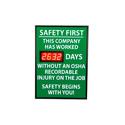 Digital Safety Scoreboard Sign - Safety First, This Company, OSHA