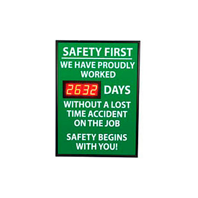 Digital Safety Scoreboard Sign - Safety First, We Have Proudly, Lost Time