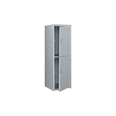 Pucel Heavy Duty Extra Wide Welded Steel Locker Double Tier 24x24x74 2 Door Gray