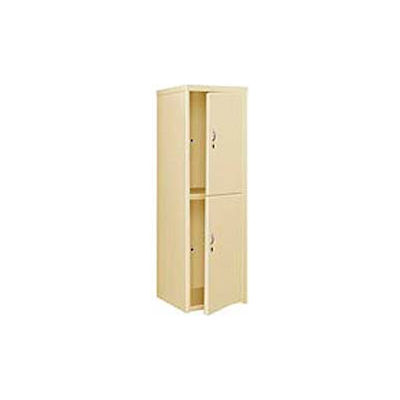 Pucel Heavy Duty Extra Wide Welded Steel Locker Double Tier 24x24x74 2 Door Putty