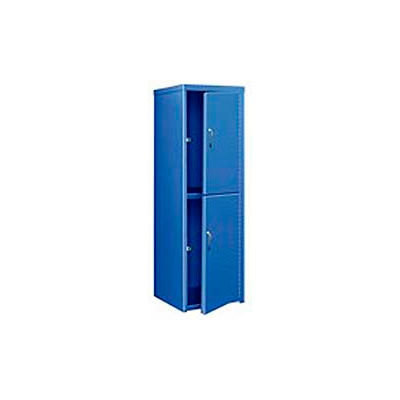 Pucel Heavy Duty Extra Wide Welded Steel Locker Double Tier 24x24x74 2 Door Blue
