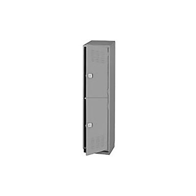 Pucel Heavy Duty Extra Wide Welded Steel Locker Double Tier 18x18x75 2 Door Gray
