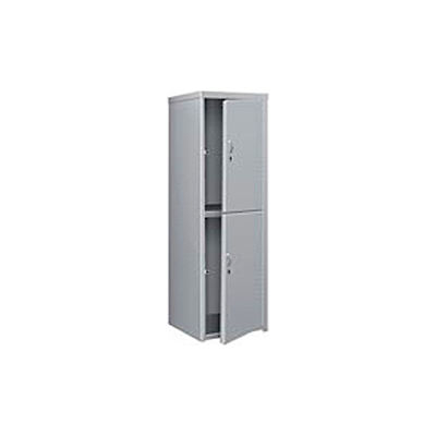 Pucel Heavy Duty Extra Wide Welded Steel Locker Double Tier 24x24x74 2 Door Gray