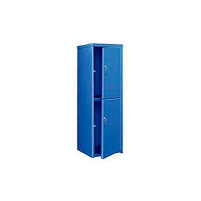 Pucel Heavy Duty Extra Wide Welded Steel Locker Double Tier 24x24x74 2 Door Blue