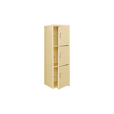 Pucel Heavy Duty Extra Wide Welded Steel Locker Triple Tier 24x24x74 3 Door Putty