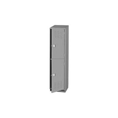 Pucel Heavy Duty Extra Wide Welded Steel Locker Double Tier 18x18x75 2 Door Gray