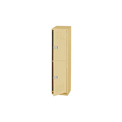 Pucel Heavy Duty Extra Wide Welded Steel Locker Double Tier 18x18x75 2 Door Putty