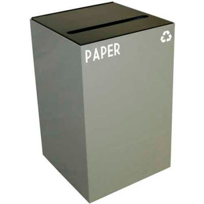 Steel Recycling Container with Paper Slot Opening - 24 Gallon Capacity Gray - 24GC02-SL