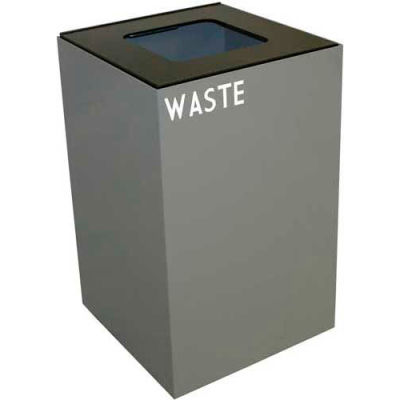Steel Recycling Container with Waste Disposal Opening - 24 Gallon Capacity Gray - 24GC03-SL