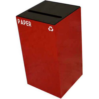 Steel Recycling Container with Paper Slot Opening - 28 Gallon Capacity Red - 28GC02-SC