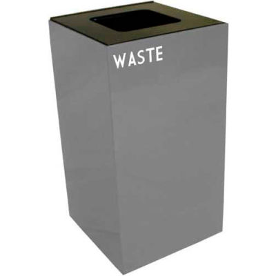 Steel Recycling Container with Waste Disposal Opening - 28 Gallon Capacity Gray - 28GC03-SL