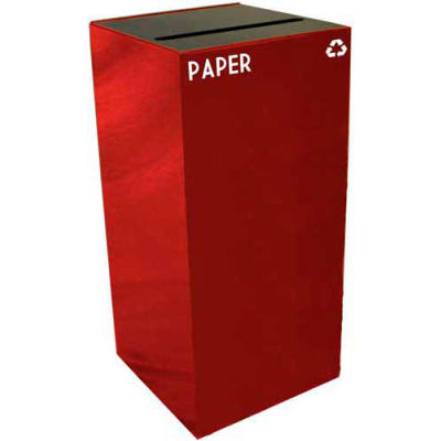 Steel Recycling Container with Paper Slot Opening - 32 Gallon Capacity Red - 32GC02-SC
