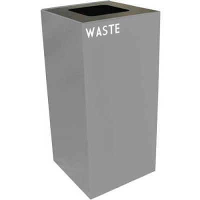 Steel Recycling Container with Waste Disposal Opening - 32 Gallon Capacity Gray - 32GC03-SL