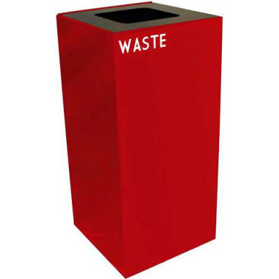 Steel Recycling Container with Waste Disposal Opening - 32 Gallon Capacity Red - 32GC03-SC
