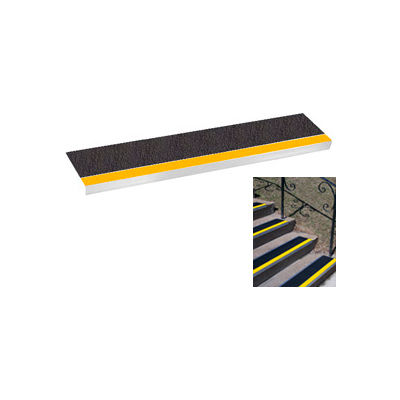 Grit Surface Aluminum Stair Tread 7-1/2"D 36"W Glued Down Yellowblack