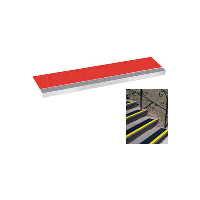 Grit Surface Aluminum Stair Tread 7-1/2"D 54"W Glued Down Grayred