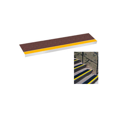 Grit Surface Aluminum Stair Tread 9"D 48"W Glued Down Yellowbrown