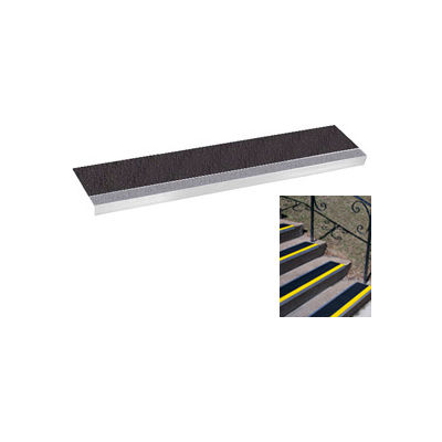Grit Surface Aluminum Stair Tread 11"D 48"W Glued Down Grayblack