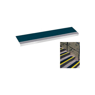 Grit Surface Aluminum Stair Tread 11"D 60"W Glued Down Graygreen